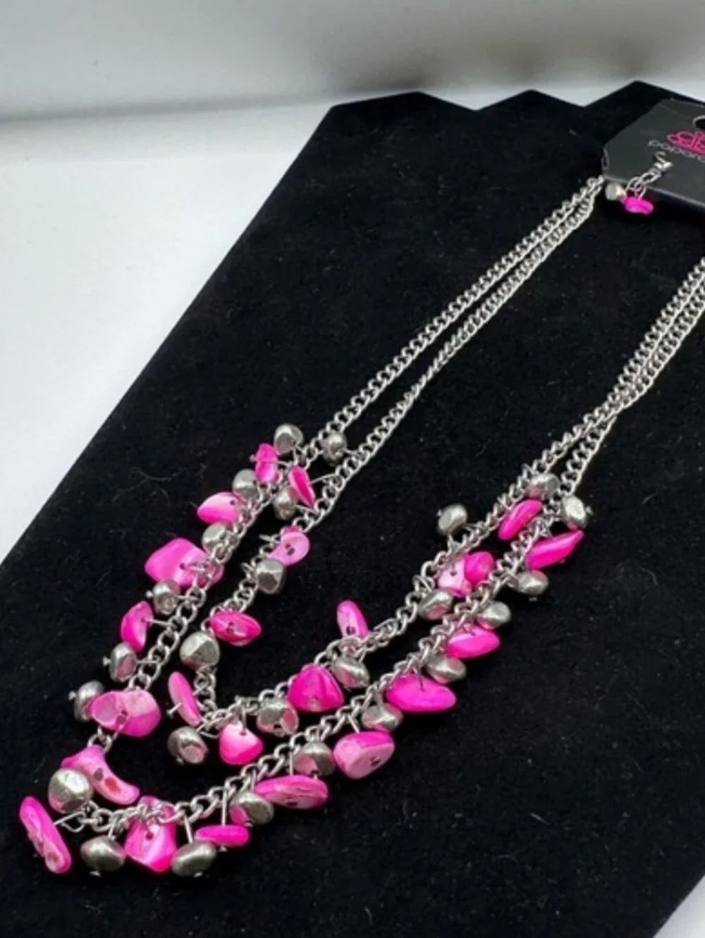 Paparazzi Hot Pink Pebblel Multi-Chain Necklace Set